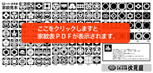 ここをクリックしますと家紋表PDFが表示されます。