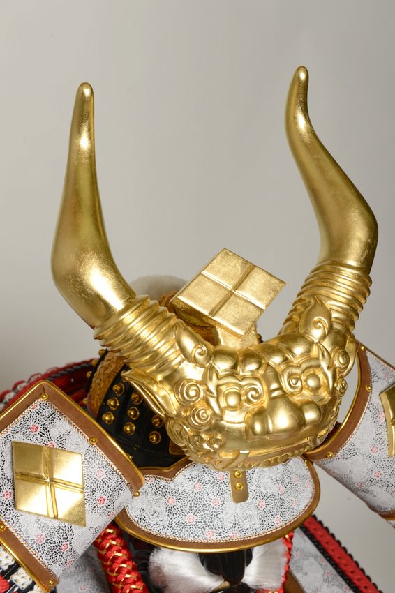 5歳用　鎧兜　　着れます 着用鎧 （面付き） 白緑青縅糸 子供着用鎧のみ 五月人形 こども