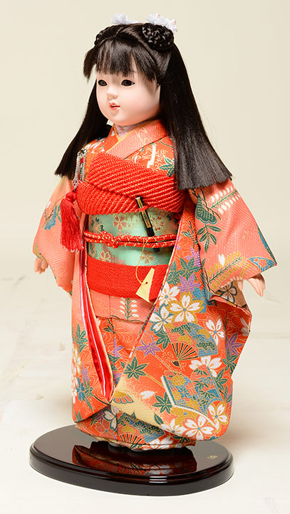 13号市松人形：桜柄綸子衣装(大正ロマン)：公司作｜人形の伏見屋