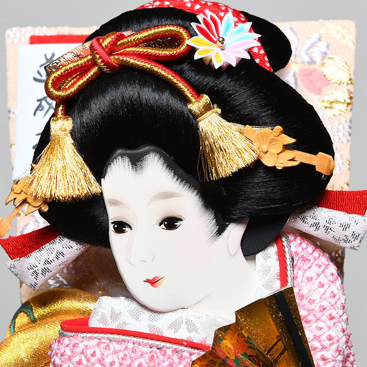 13号正絹鹿の子振袖押し絵羽子板：黒塗楯飾り:江戸勝作｜人形の