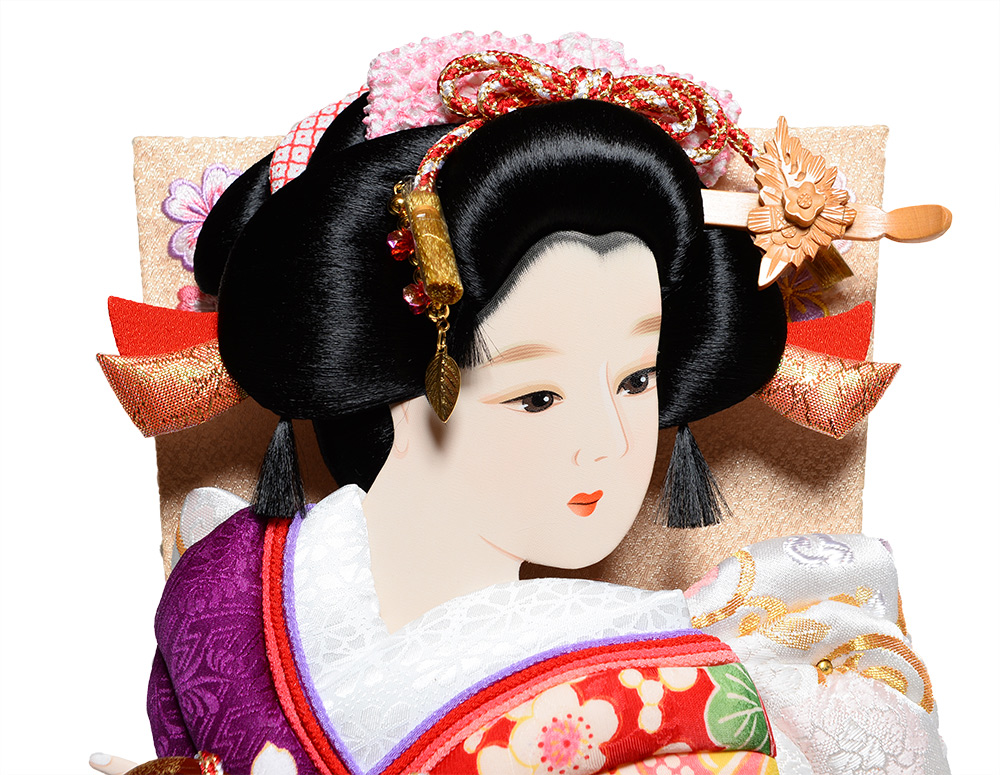 羽子板 15号友禅振り袖羽子板：木目漆黒塗ケース；華風作｜人形の伏見屋